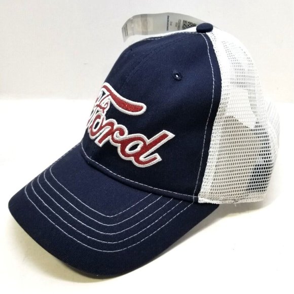 Realtree APG Dark Blue Trucker Hat Cap Red-White FORD & White Mesh NOS NEW (J3) - Picture 4 of 7